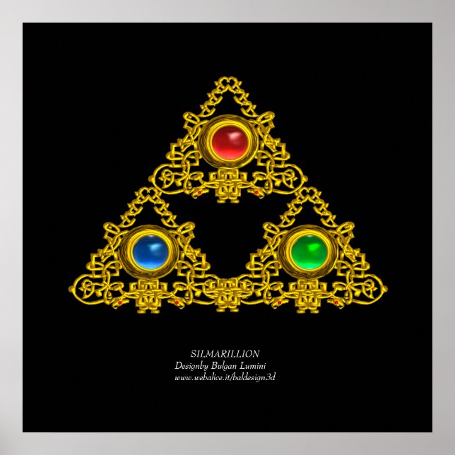 POSTER ELFIC TALISMAN / GOLD TRIANGLE AVEC GEMSTONES (Devant)