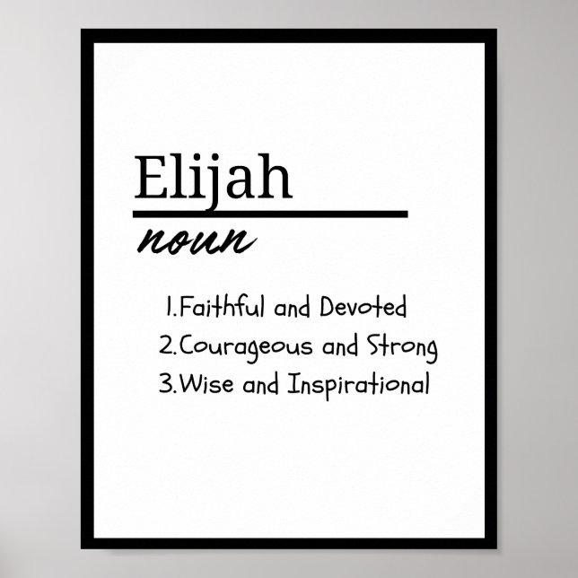 Poster Elijah, Garçon Nom Personnalisé Définition (Devant)