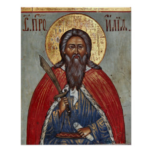 Poster Elijah le Prophète avec une épée orthodoxe icône