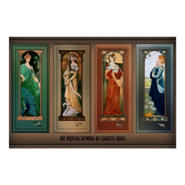 Poster Élisabeth Sonrel Art Nouveau Maiden Bird Series (Devant)