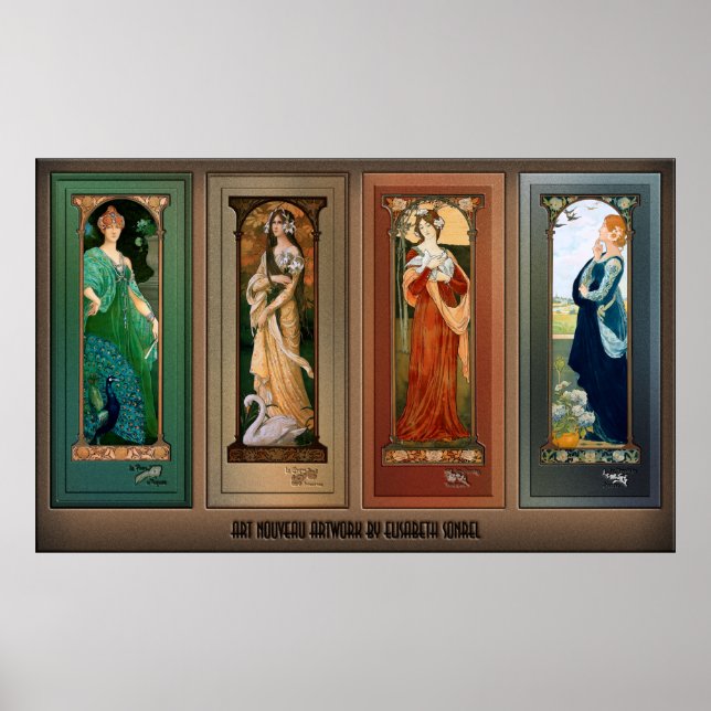 Poster Élisabeth Sonrel Art Nouveau Maiden Bird Series (Devant)