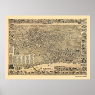 Poster Elizabeth, carte panoramique de NJ - 1898