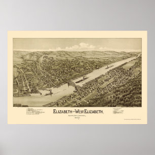 Poster Elizabeth, carte panoramique de PA - 1897