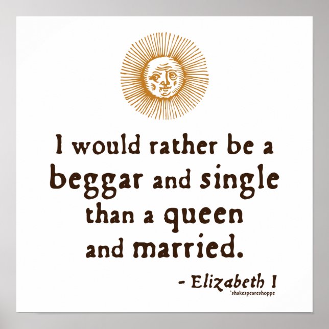 Poster Elizabeth I Citation sur le mariage (Devant)