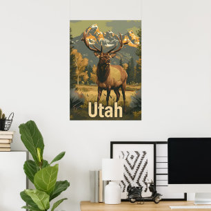Poster Elk Utah vintage
