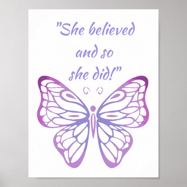 Poster "Elle a cru et elle l'a fait !" Papillon de devis (Devant)