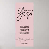 Elle a dit Oui bannière Dusty rose Fiançailles bie