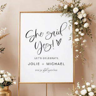 Poster Elle a dit oui Bienvenue à la fête de fiançailles