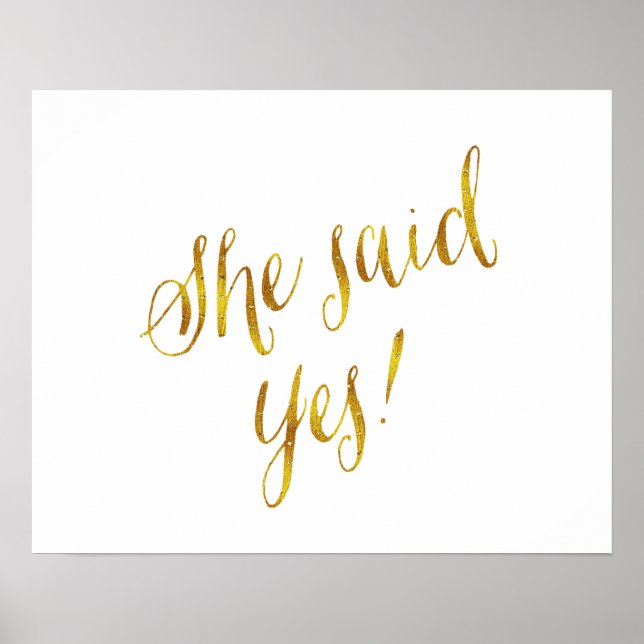 Poster Elle A Dit Oui Citer Faux Gold Foil Metallic Desig (Devant)