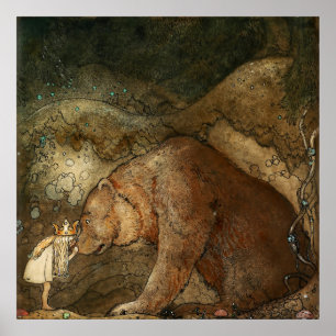 Poster "Elle a embrassé l'ours" par John Bauer