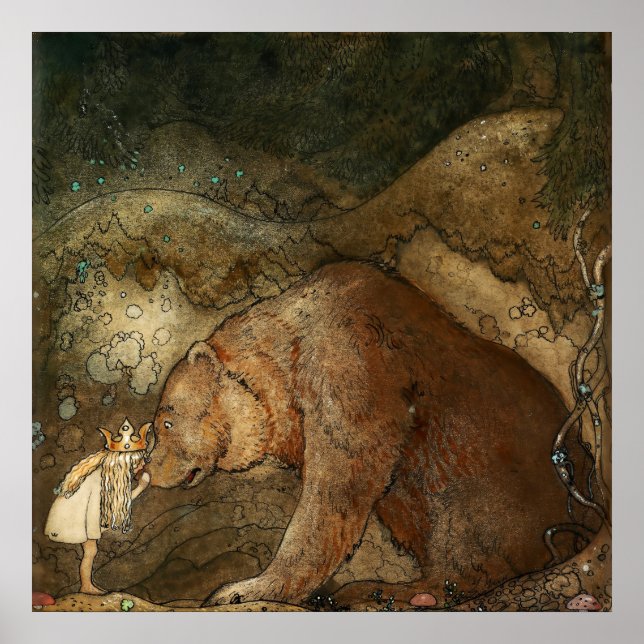 Poster "Elle a embrassé l'ours" par John Bauer (Devant)