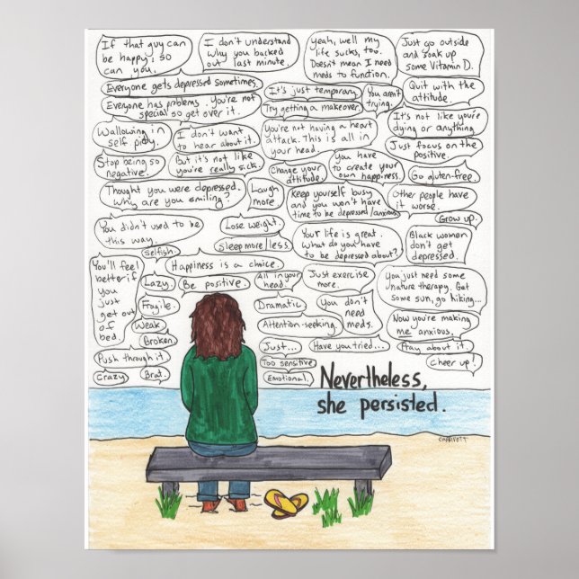 Poster Elle a persisté (dépression et anxiété) 11x14 (Devant)