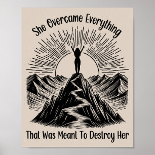 Poster Elle a surmonté Mountain Line Art Women Emaîtrise