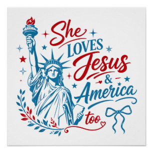 Poster Elle aime Jésus et l'Amérique aussi le 4 juillet C
