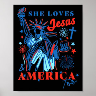 Poster Elle aime Jésus et le design de la fête de l'indép