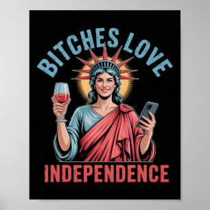 Poster Elle aime l'indépendance drôle 4 juillet pour les