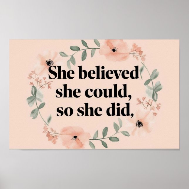 Poster Elle croyait aux fleurs sauvages minimalistes d'af (Devant)