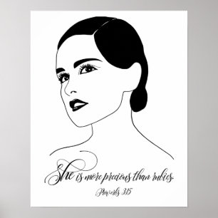 Poster Elle Est Plus Précieuse, Proverbes 3:15, Citation 