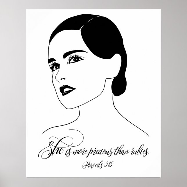 Poster Elle Est Plus Précieuse, Proverbes 3:15, Citation  (Devant)