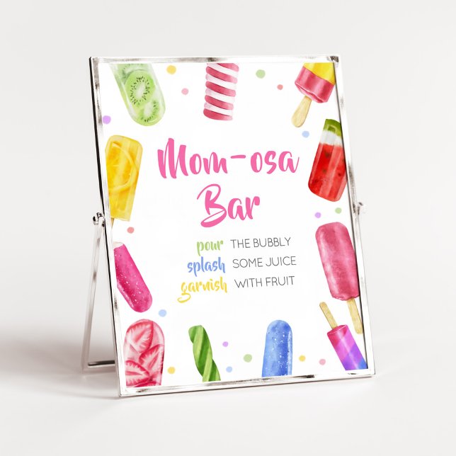 Poster Elle est prête à faire du Baby shower Maman Osa Ba (Popsicle Baby Shower Mom Osa Bar Sign)