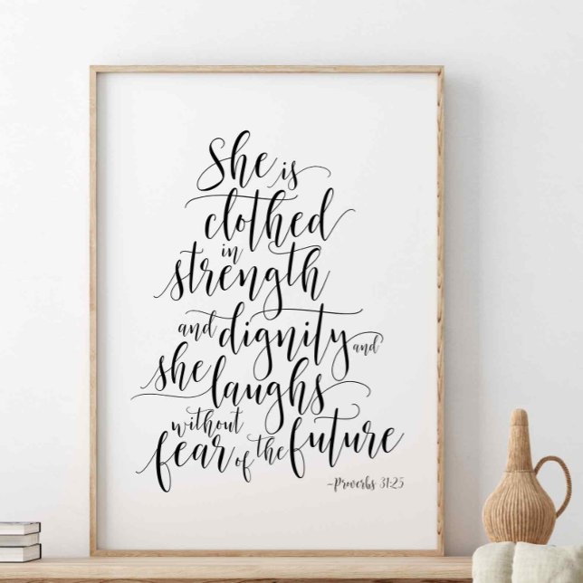 Poster Elle Est Vêtue En Force, Proverbes 31:25 (Créateur téléchargé)