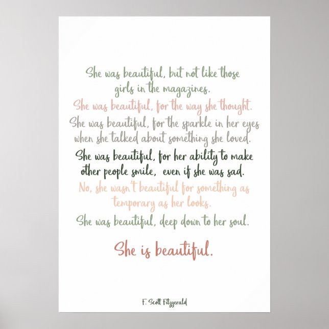 Poster Elle Était Belle Par F. Scott Fitzgerald (Devant)