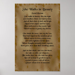 Poster Elle marche dans la beauté, Lord Byron