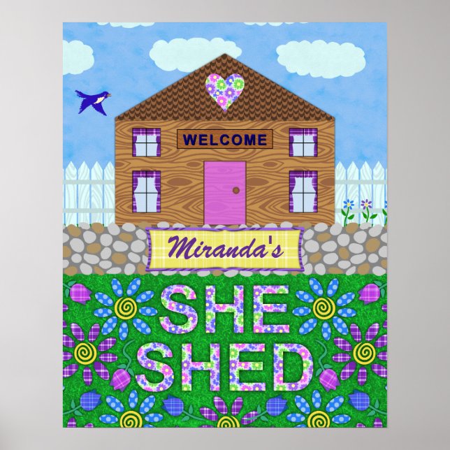 Poster Elle Shoman Cave Garden Hut Nom Personnalisé (Devant)