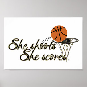 Poster Elle Tire, Elle Scores (Basketball)