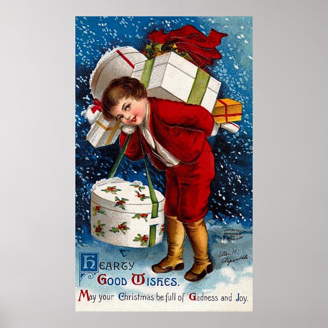 Poster Ellen H. Clapsaddle - Christmas Shopping Boy (Devant)