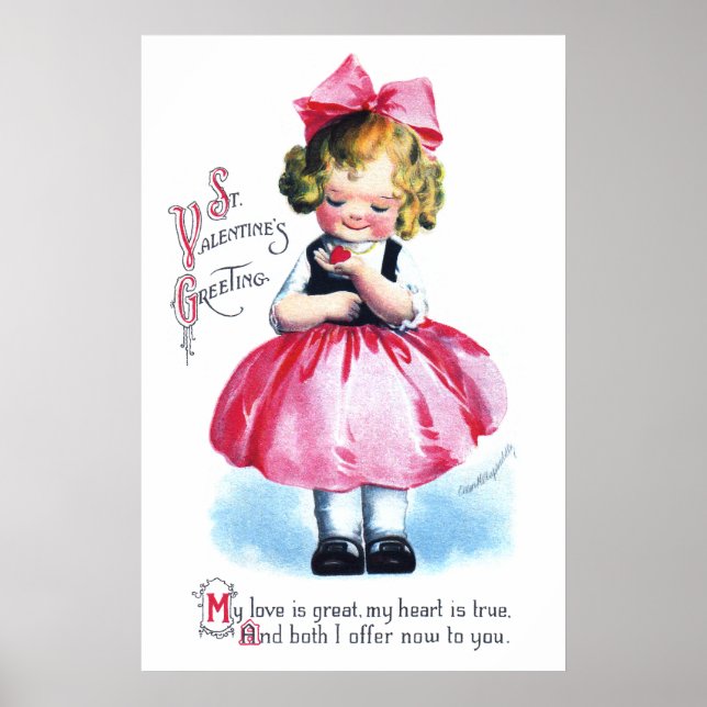 Poster Ellen H. Clapsaddle : Fille au coeur (Devant)