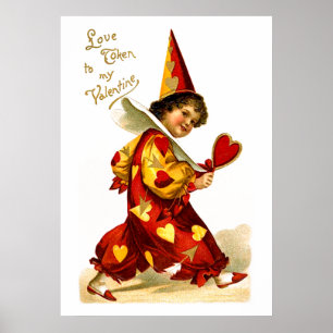 Poster Ellen H. Clapsaddle : Harlequin avec le coeur