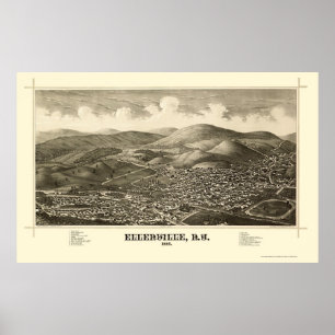 Poster Ellenville, NY Carte panoramique - 1887