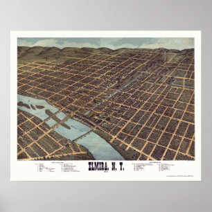 Poster Elmira, NY Panoramic Map - 1873