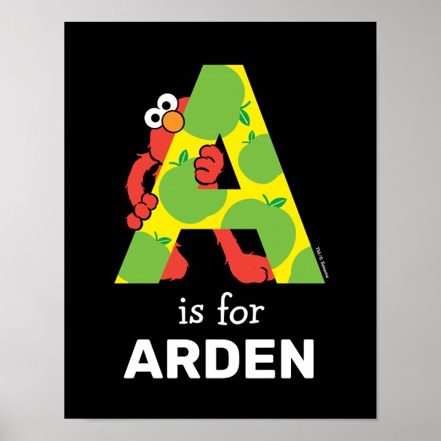 Poster Elmo Alphabet | A comme Pomme (Devant)