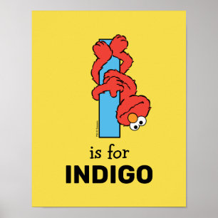 Poster Elmo Alphabet Je suis bleu