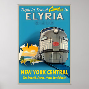 Poster Elyria Ohio New York Central Railroad Tops dans