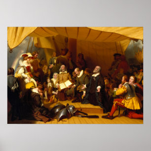 Poster Embarquement des pèlerins par Robert Walter Weir
