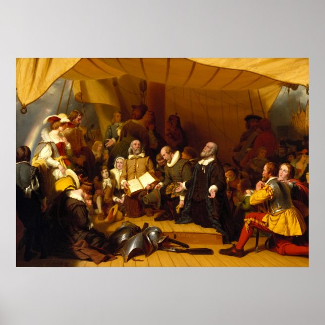 Poster Embarquement des pèlerins par Robert Walter Weir (Devant)