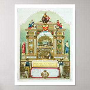 Poster Emblème commercial de la Société fusionnée de bois