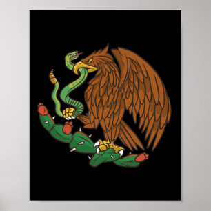 Poster Emblème d'aigle Mexique Drapeau mexicain Cinco De 