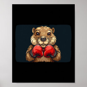 Poster Emblème de castor de boxe pour une application for
