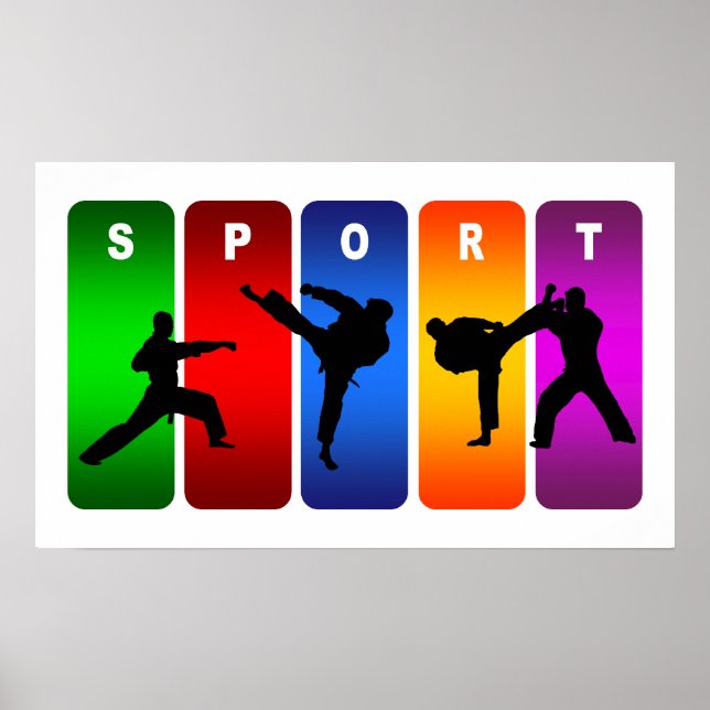 Poster Emblème de karaté multicolore (Devant)
