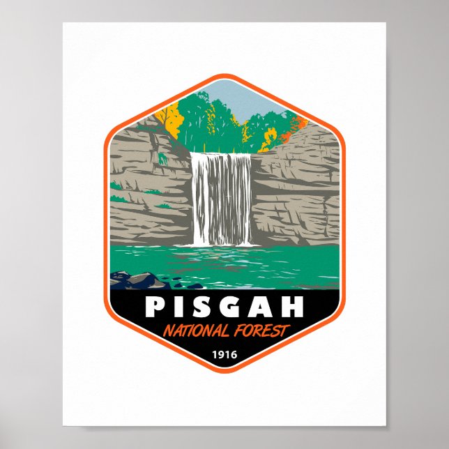 Poster Emblème de la Pisgah Forêt nationale Caroline du N (Devant)