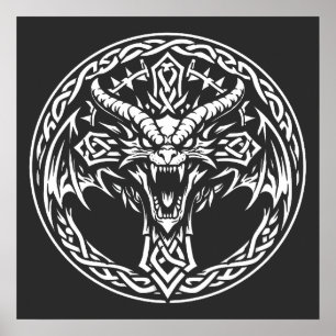 Poster Emblème Dragon Celtique par BurnsInHell