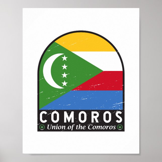 Poster Emblème Drapeau Comores Vintage (Devant)