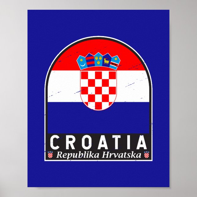 Poster Emblème du drapeau croate Vintage (Devant)