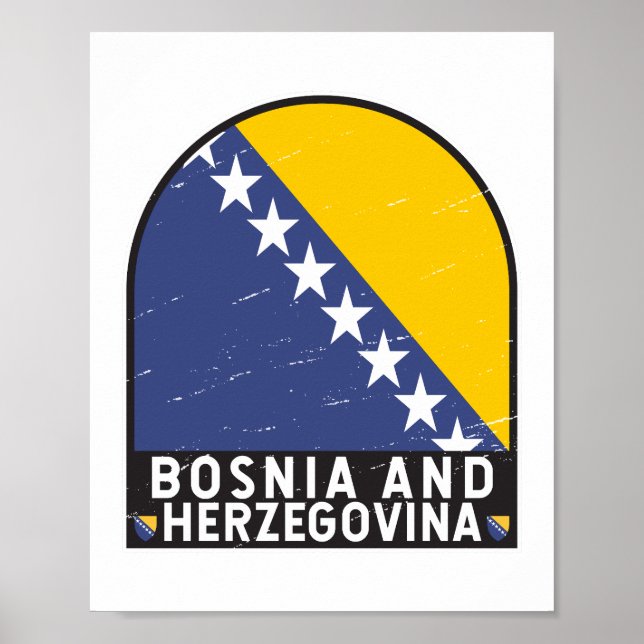Poster Emblème du pavillon de la Bosnie-Herzégovine en dé (Devant)