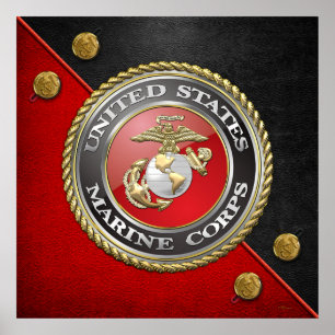 Poster Emblème et uniforme USMC [3D]