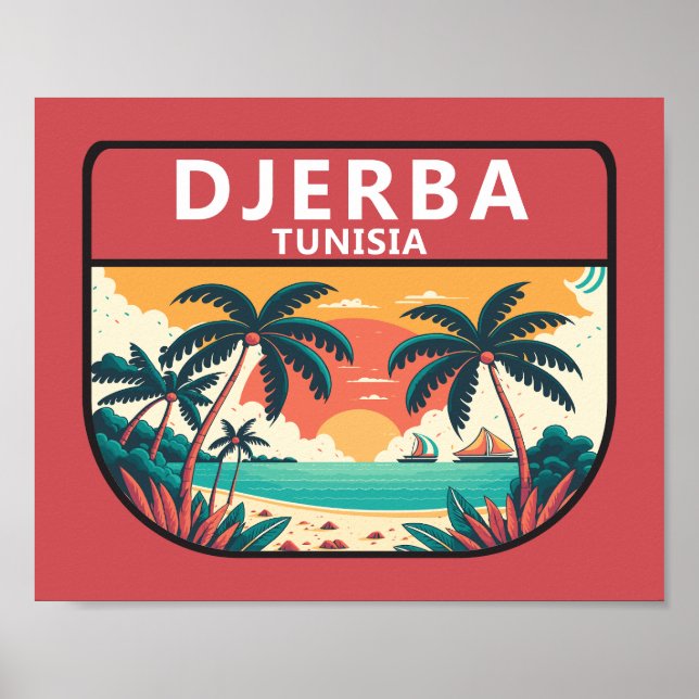Poster Emblème rétro de Djerba Tunisie (Devant)